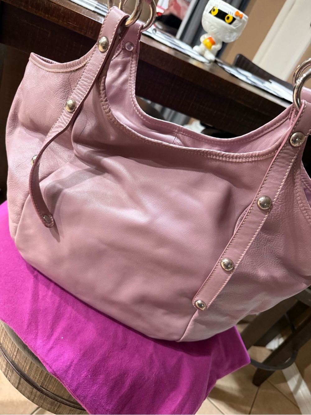 Pulicati Blush Pink Italian Leather Shoulder Bag